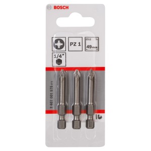 Bosch Schrauberbit Extra Hard PZ1, 49 mm, 3er-Set, geeignet für allgemeine Schraubarbeiten.