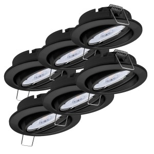 6er Set schwarze Oktaplex Einbauleuchten Dijon, dimmbar, mit LED Modul, warmweiß.