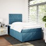 Blaues vidaXL Boxspringbett (120x200 cm) mit Samtbezug und Matratze im Schlafzimmer.