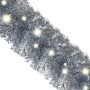 Silberne 20m Weihnachtsgirlande aus PVC mit funkelnden LED-Lichtern für festliche Dekoration.