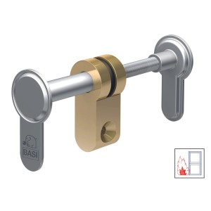 Basi Blindzylinder BZV 100 FS, 45-95 mm, für Feuerschutztüren bis T90, Messing matt vernickelt.