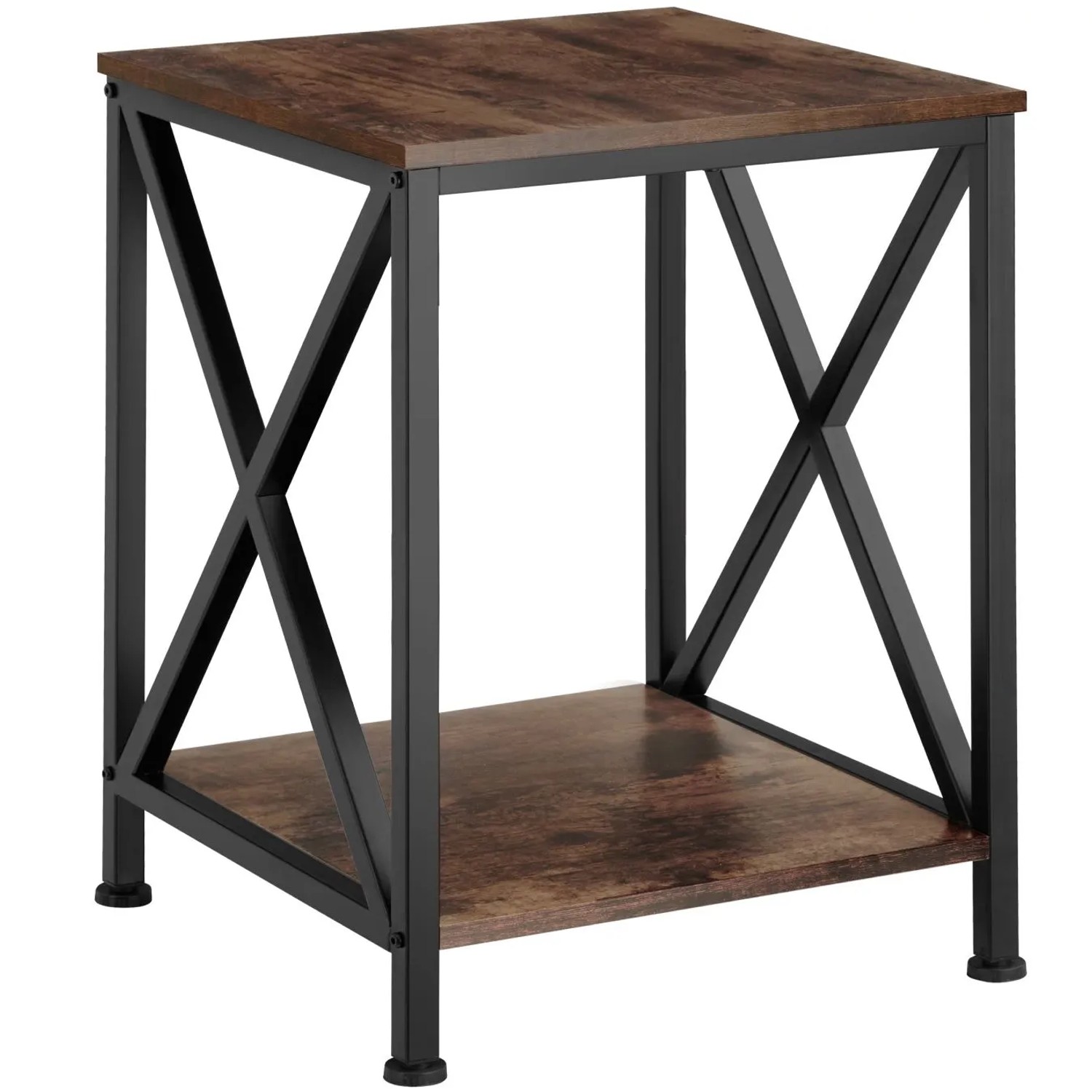 Tectake Beistelltisch Carlton Industrial Style Holz und Stahl  40 50 x 40 50 x 52 20 cm Industrial Holz Dunkel  Rustikal