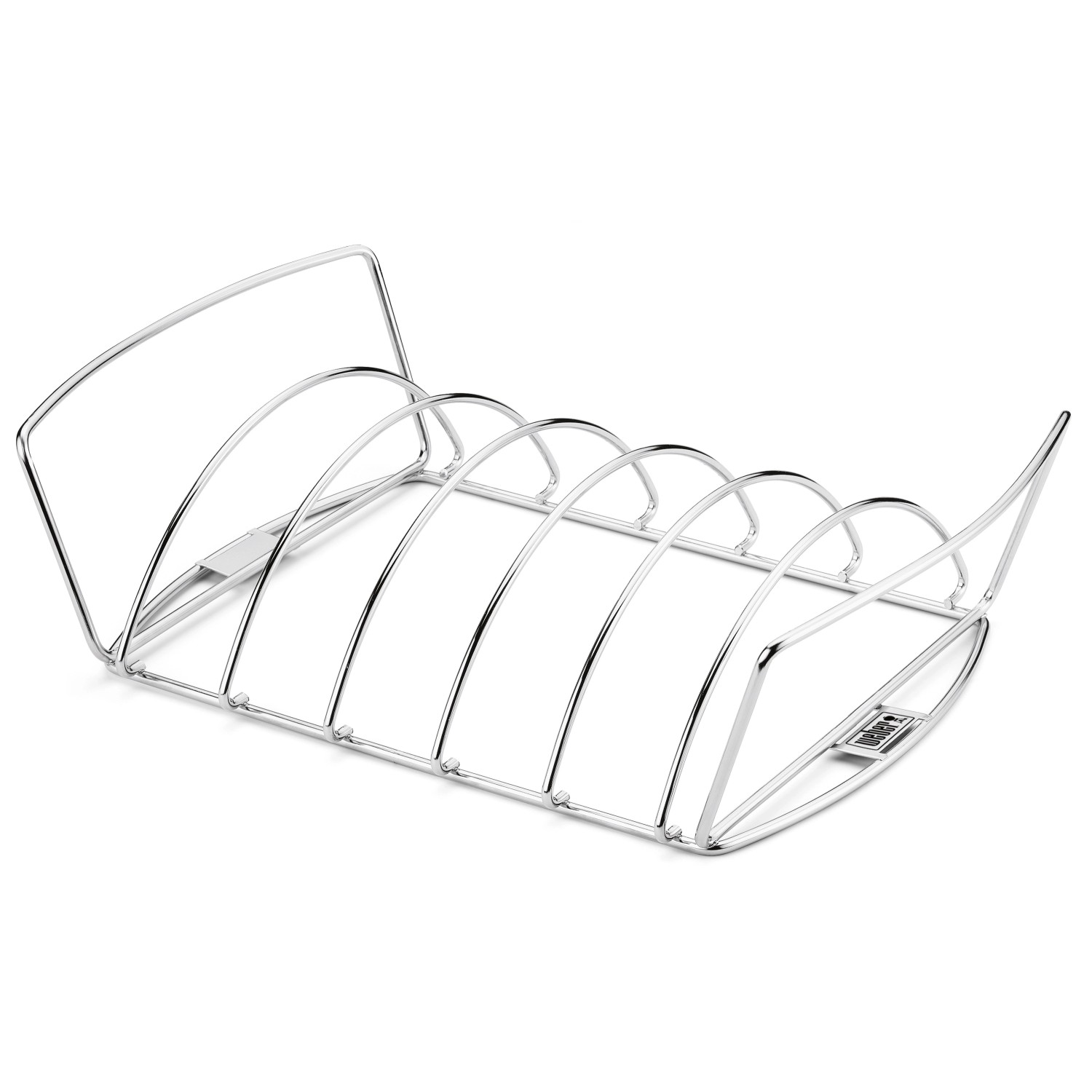 Weber Spare Rib Halter & Bratenkorb aus Edelstahl für platzsparendes Grillen.