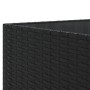 Detailansicht: Schwarzes Poly Rattan Gartenmöbel-Set, Teil eines Lounge Sets.