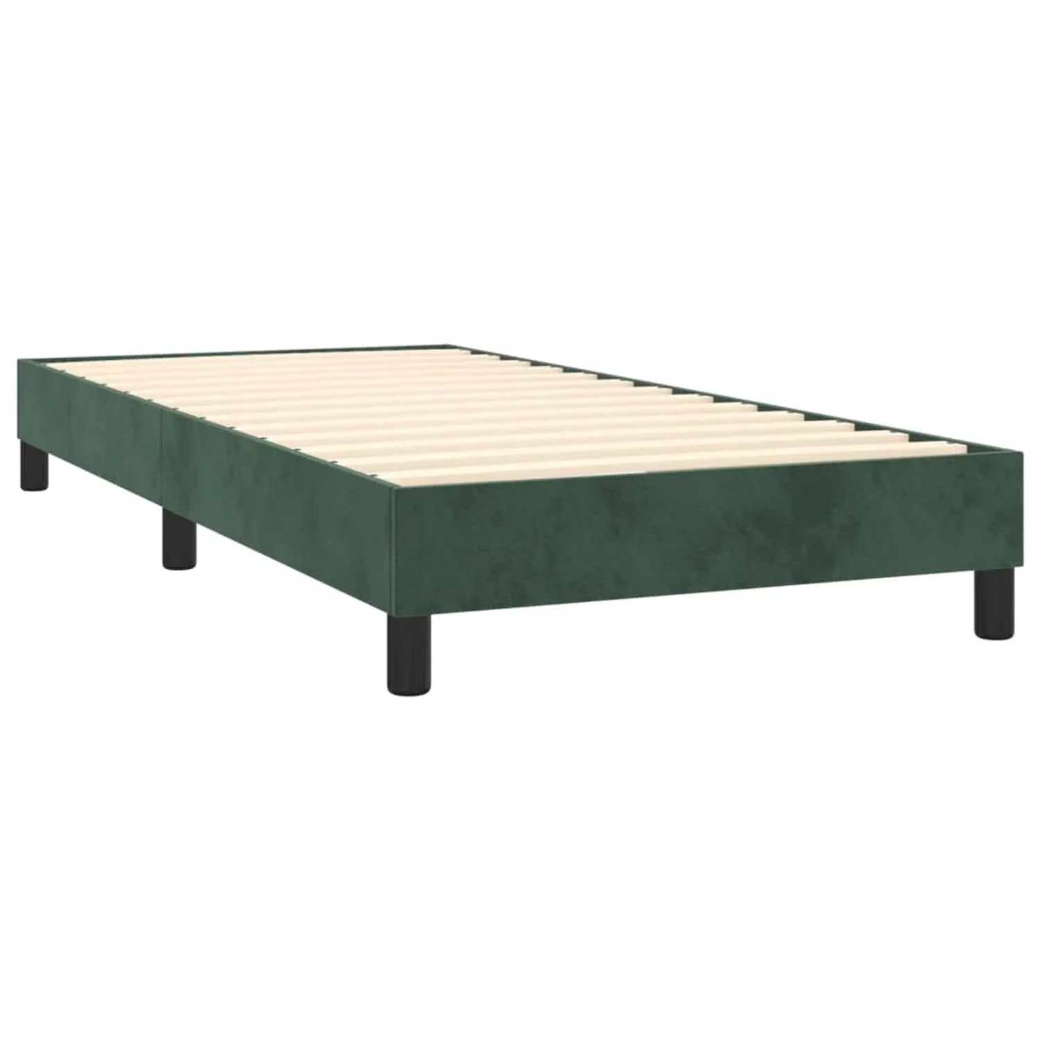 Boxspringbett vidaXL, dunkelgrün, 90x190 cm, Samtbezug. Bettrahmen mit Lattenrost.
