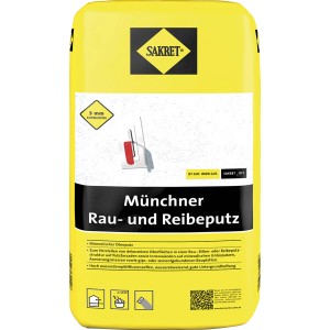 Sack Sakret Münchner Rau- und Reibeputz, weiß, 3 mm Körnung. Oberputz für Innen und Außen.