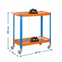 PROREGAL Montagewagen Muli Metal, blau-orange, 103x90x40 cm, mit 2 Metallböden und Rollen.