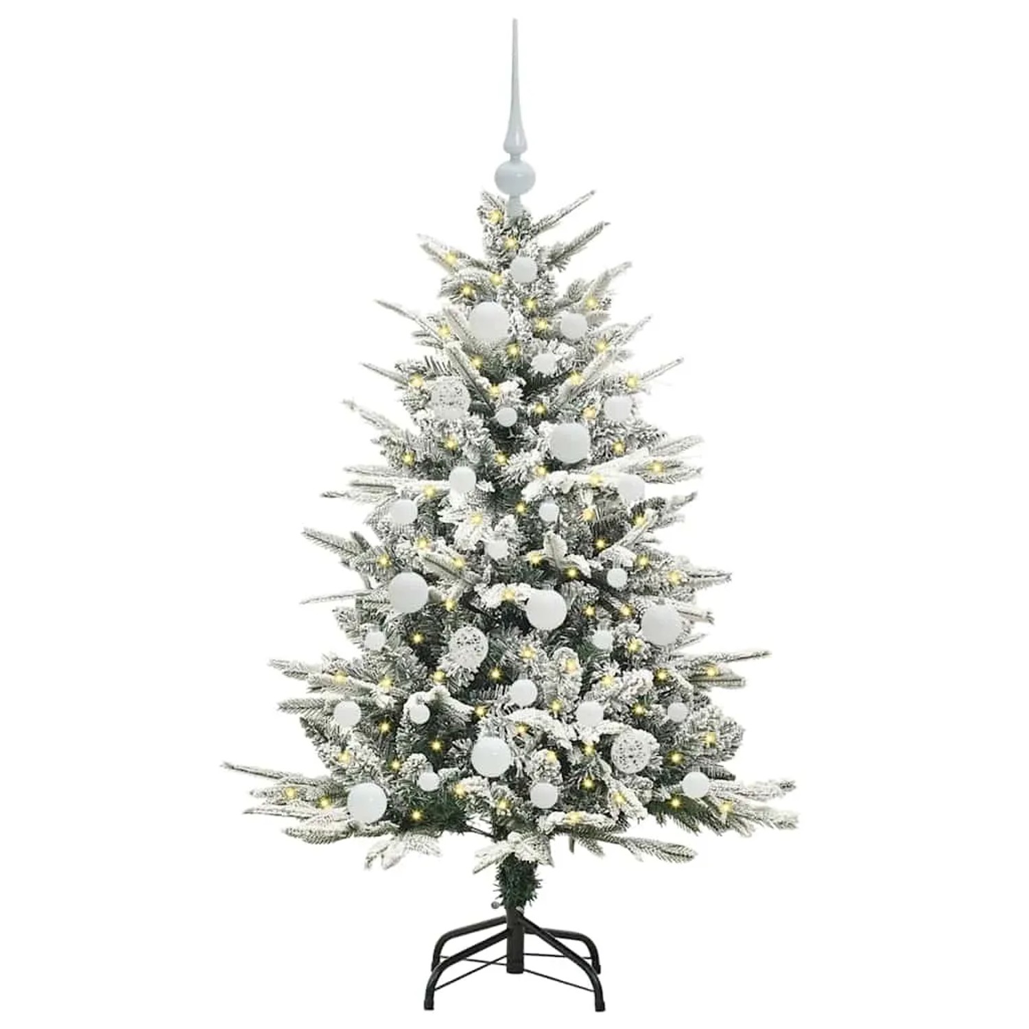 vidaXL Künstlicher Vorbeleuchteter Weihnachtsbaum mit Kugelset Grün 3395378