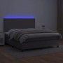 Graues vidaXL Boxspringbett (160x200 cm) mit LED-Beleuchtung am Kopfteil.