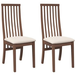 vidaXL Esszimmerstühle mit Kissen 2 Stk Braun Massivholz Gummibaum 4102453