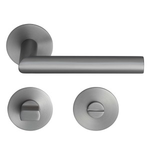 MeinTürgriff Drückergarnitur Toulouse Flachrosette Samtgrau Türdrücker  WC