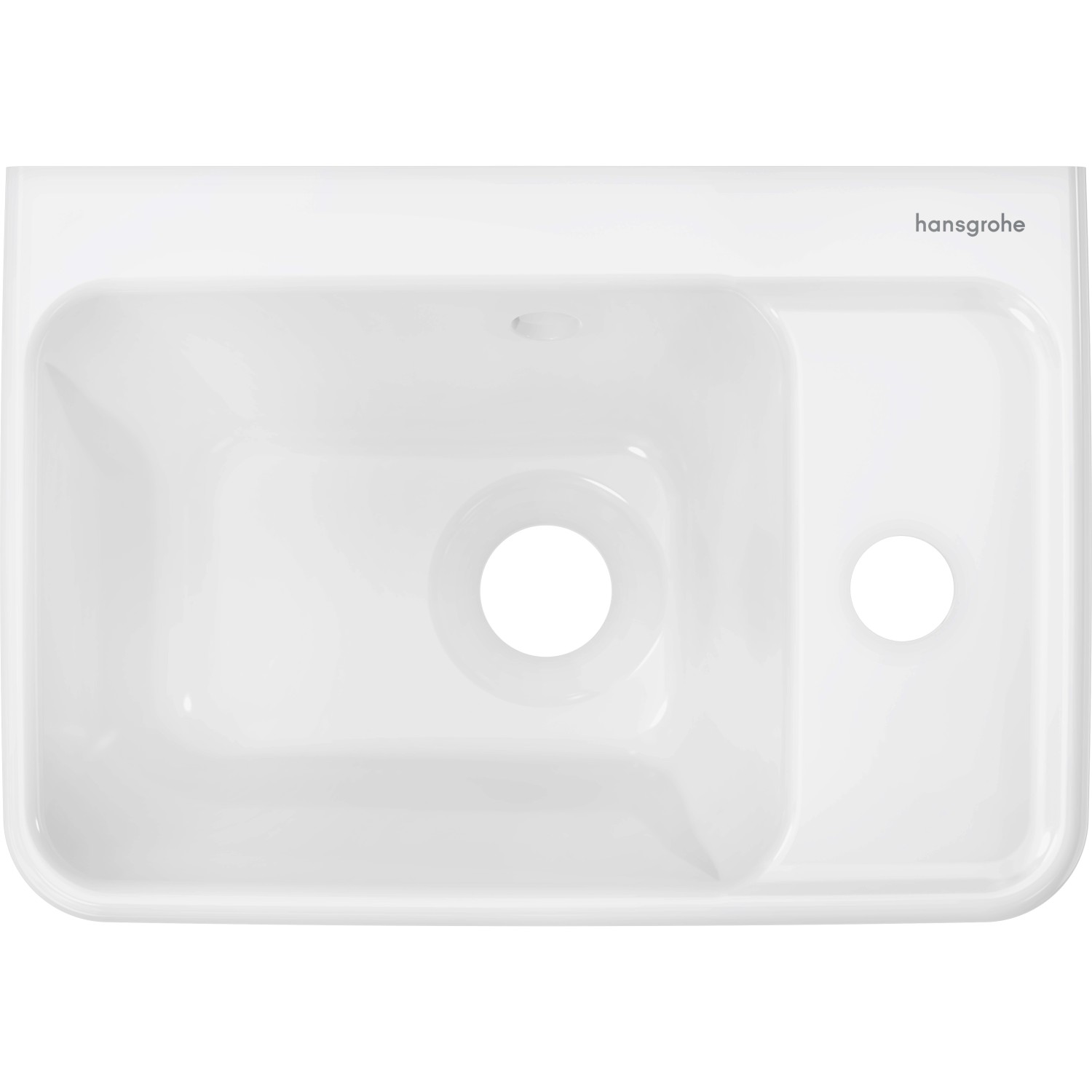 Hansgrohe Xanuia Q Handwaschbecken, 36x25 cm, weiß, mit Hahnloch und Überlauf.