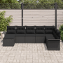 Schwarzes 8-teiliges vidaXL Garten-Sofa-Set aus Poly Rattan mit Kissen.