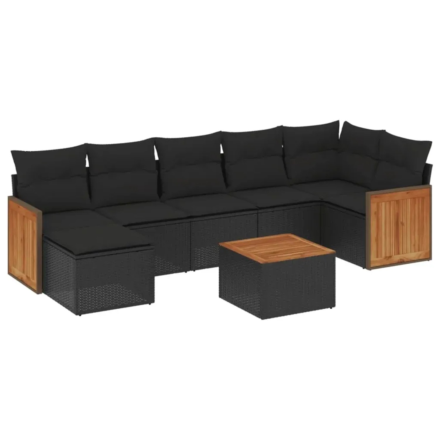 vidaXL 8-Tlg Garten-Sofagarnitur mit Kissen Schwarz Poly Rattan 3260277 günstig online kaufen