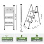 TRUTZHOLM Alu Trittleiter, 3 Stufen, klappbar, silber. Ideal für Haushalt & Werkstatt.