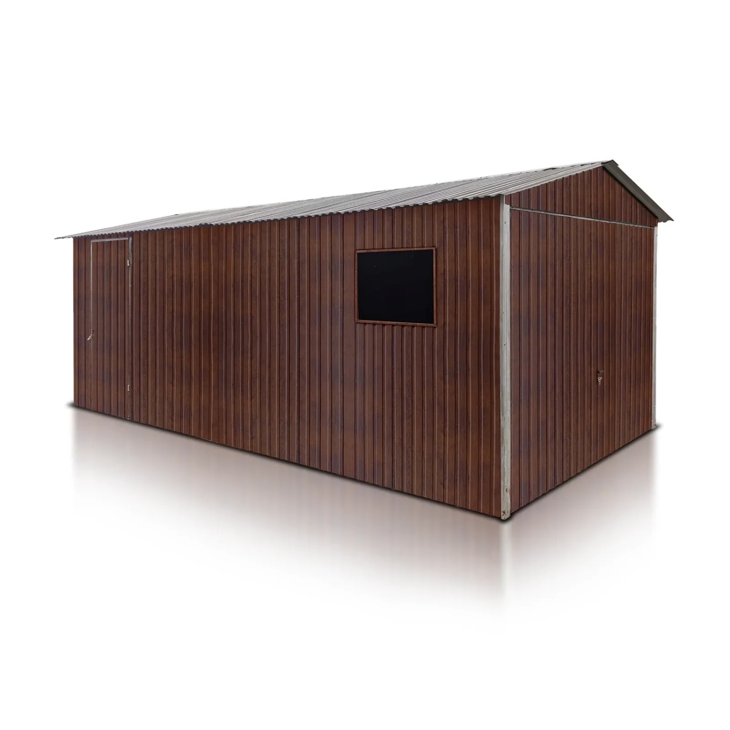 Liderstal Einzelgarage Premium aus Blech 300 x 500 cm Satteldach Schwingtor Holzoptik