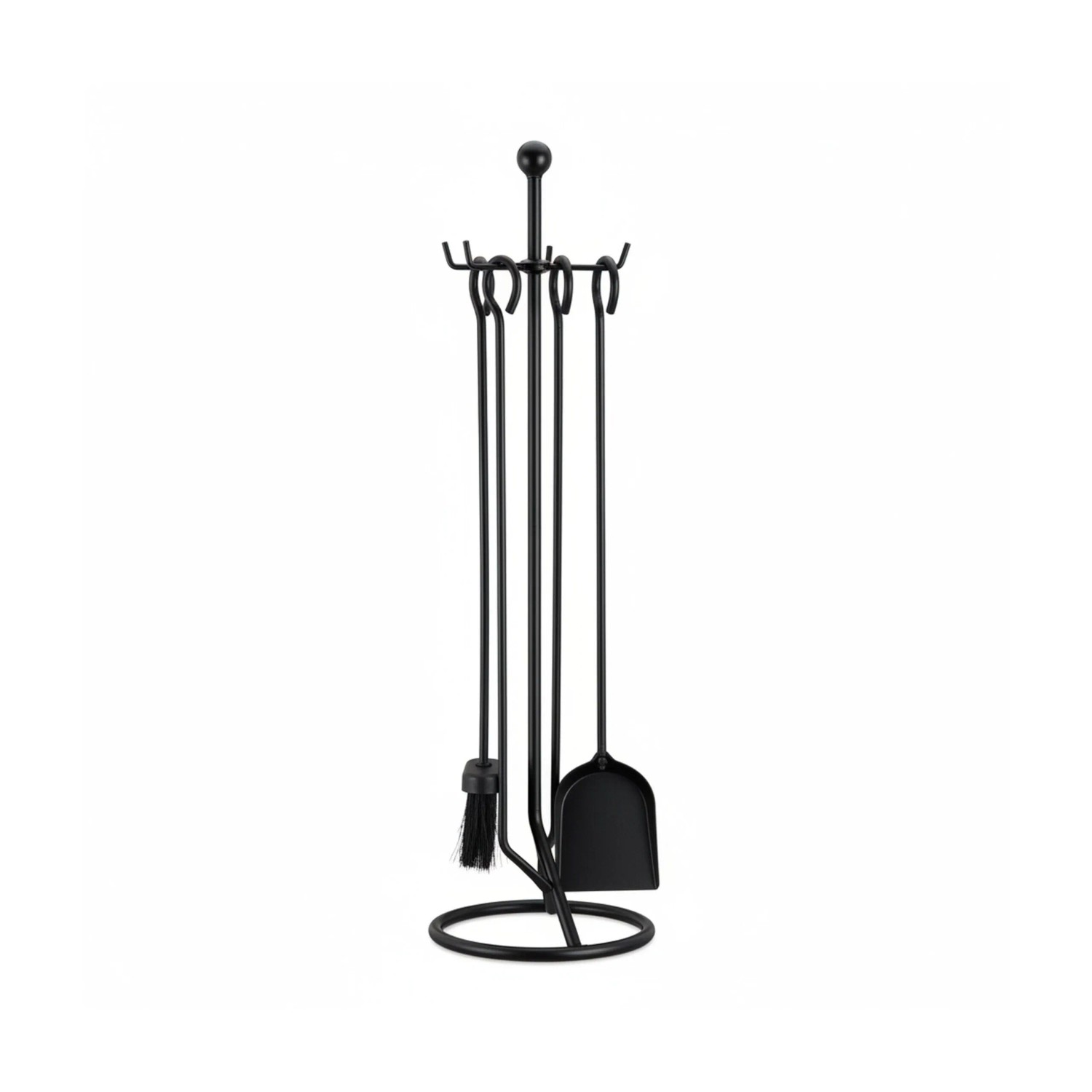 Relaxdays Kaminbesteck Stahl Schwarz 5-teilig 68 cm x 20 cm x 20 cm