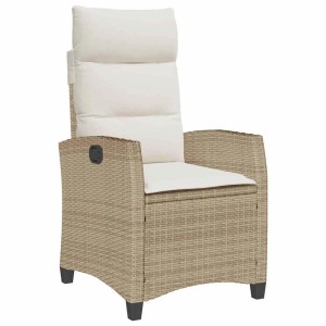 vidaXL Gartensessel mit Beistelltisch Verstellbar Beige Poly Rattan 4108272