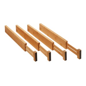 SOTECH 4-Teiliges ORGA-BOX Bambus Schubladen Trennsystem 430 bis 556 mm Höhe 63 mm mit Federmechanismus