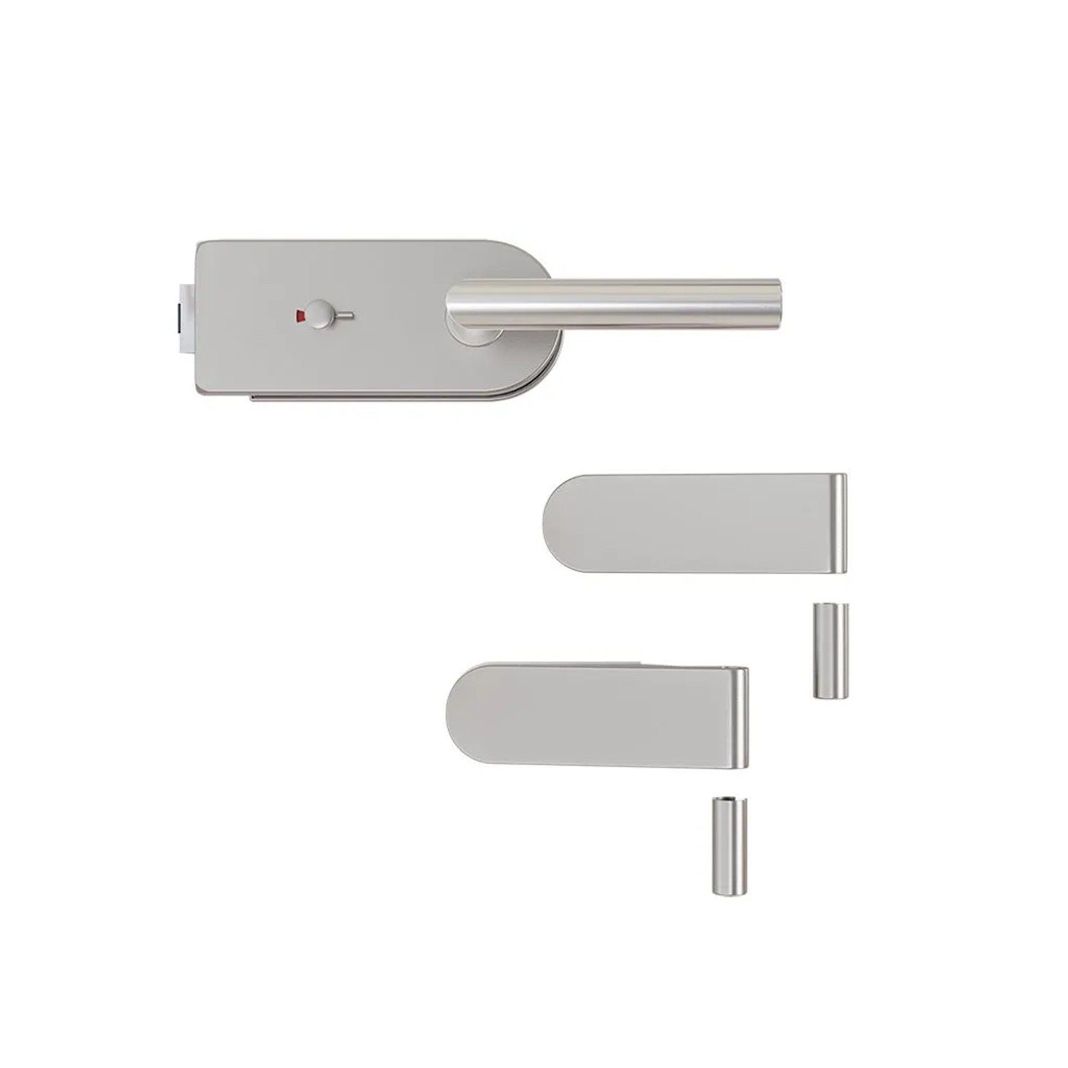 Hansaglas Glastürbeschlag Studio WC-/Sanitärschloss Gerundet Glastür Beschlag-Set Edelstahl