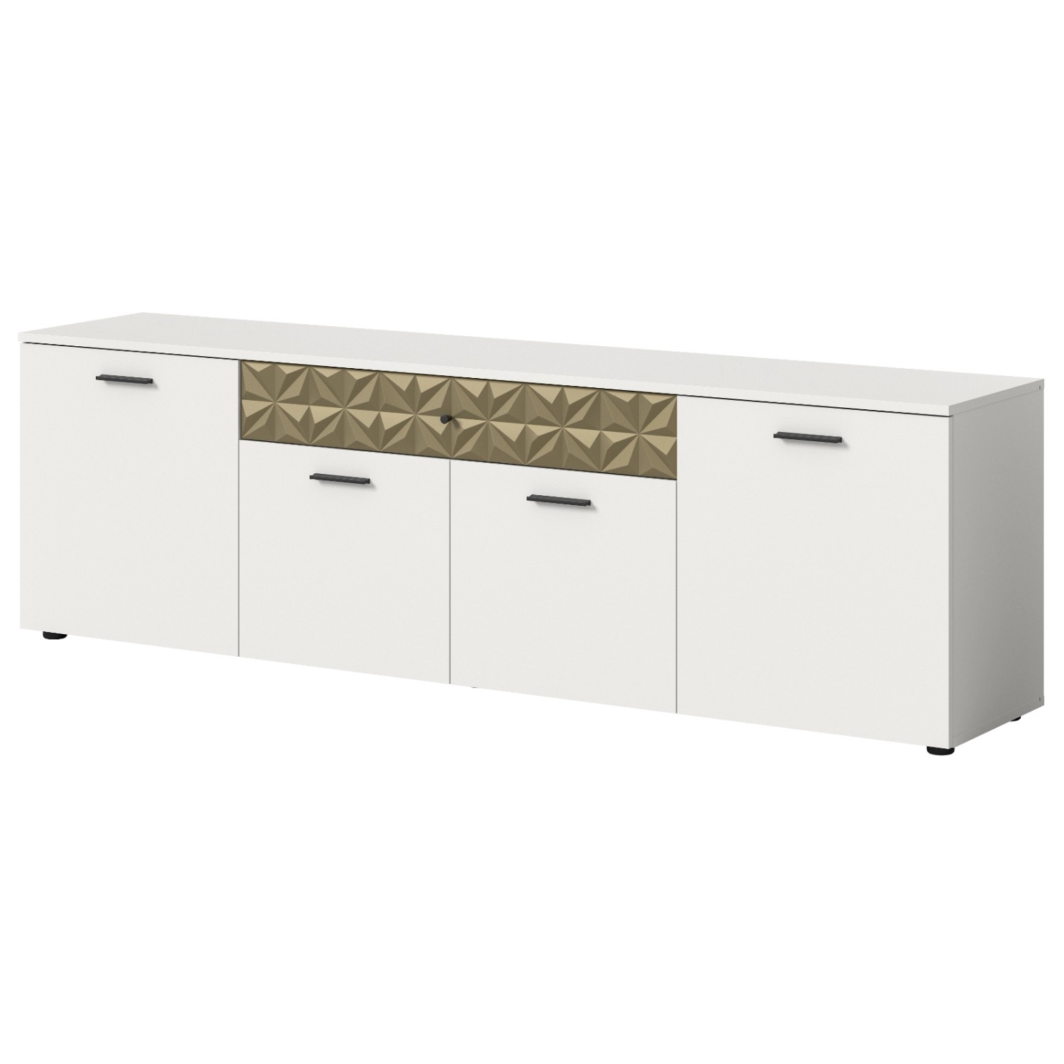 Inn.Furn TV-Lowboard Weiß Gold 190 cm 8 Fächer Relief günstig online kaufen