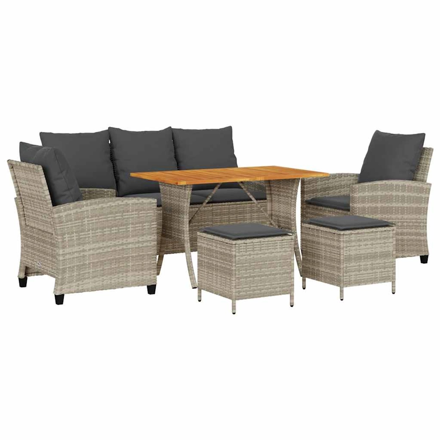 vidaXL 6-Tlg Garten-Sofagarnitur mit Kissen Hellgrau Poly Rattan 3324589 günstig online kaufen