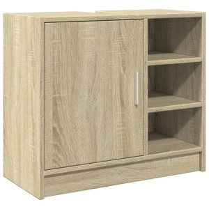 vidaXL Waschbeckenunterschrank Sonoma Eiche mit Tür und offenen Fächern.