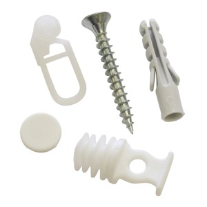 Gardinia Zubehör-Set für 2-läufige Vorhangschiene in Weiß mit Rollringen, Schrauben und Dübel.