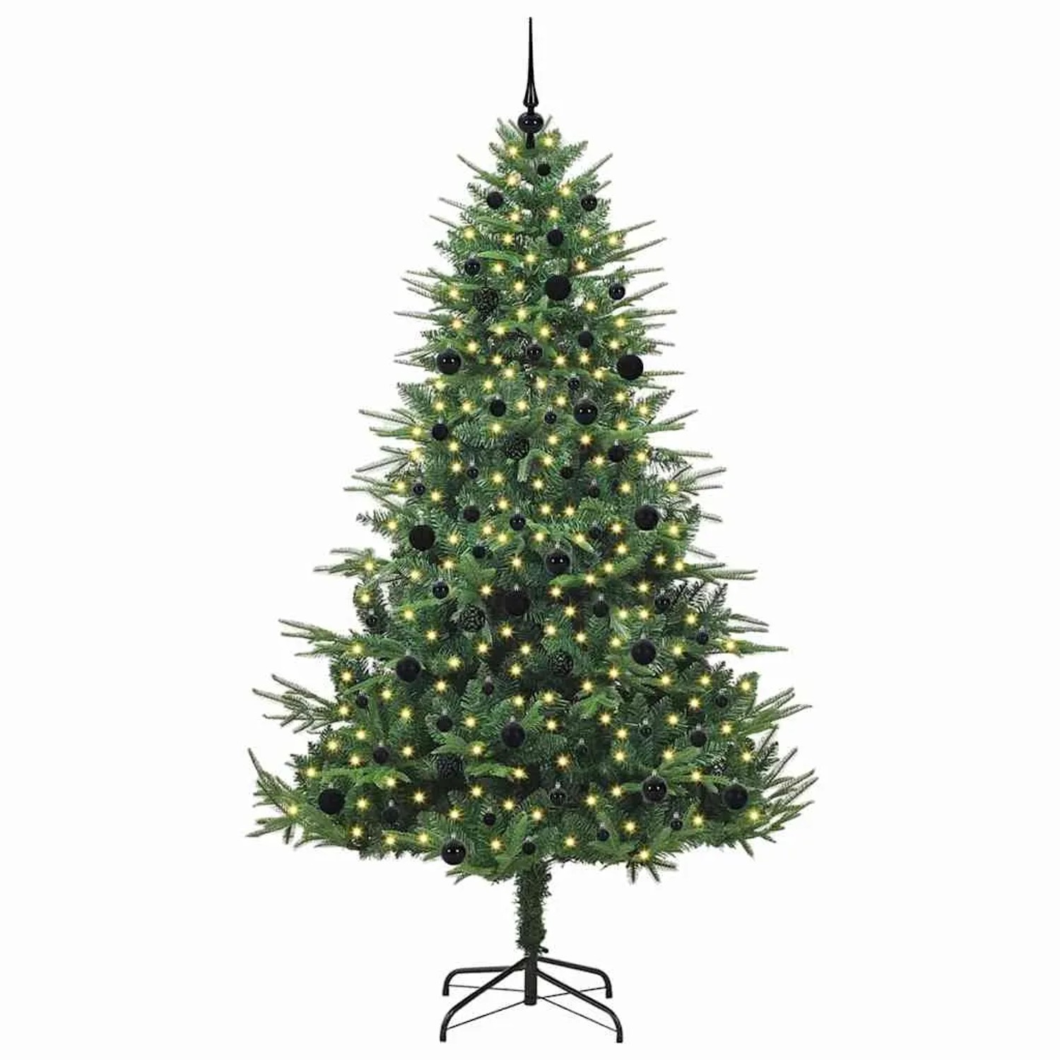 vidaXL Künstlicher Vorbeleuchteter Weihnachtsbaum mit Kugelset Grün 3395367