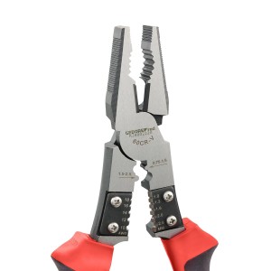 GEDOREred Multi-Kombizange R28002220 mit roten Griffen. Zum Schneiden, Crimpen, Greifen und Abisolieren von Kabeln.