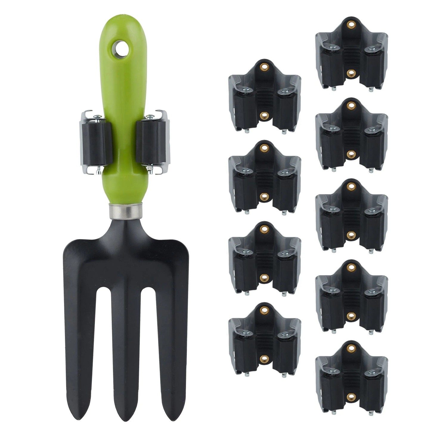 Relaxdays Gerätehalter 10er Set Eisen Schwarz Grau Abriebfest 5 x 5,5 x 4 cm