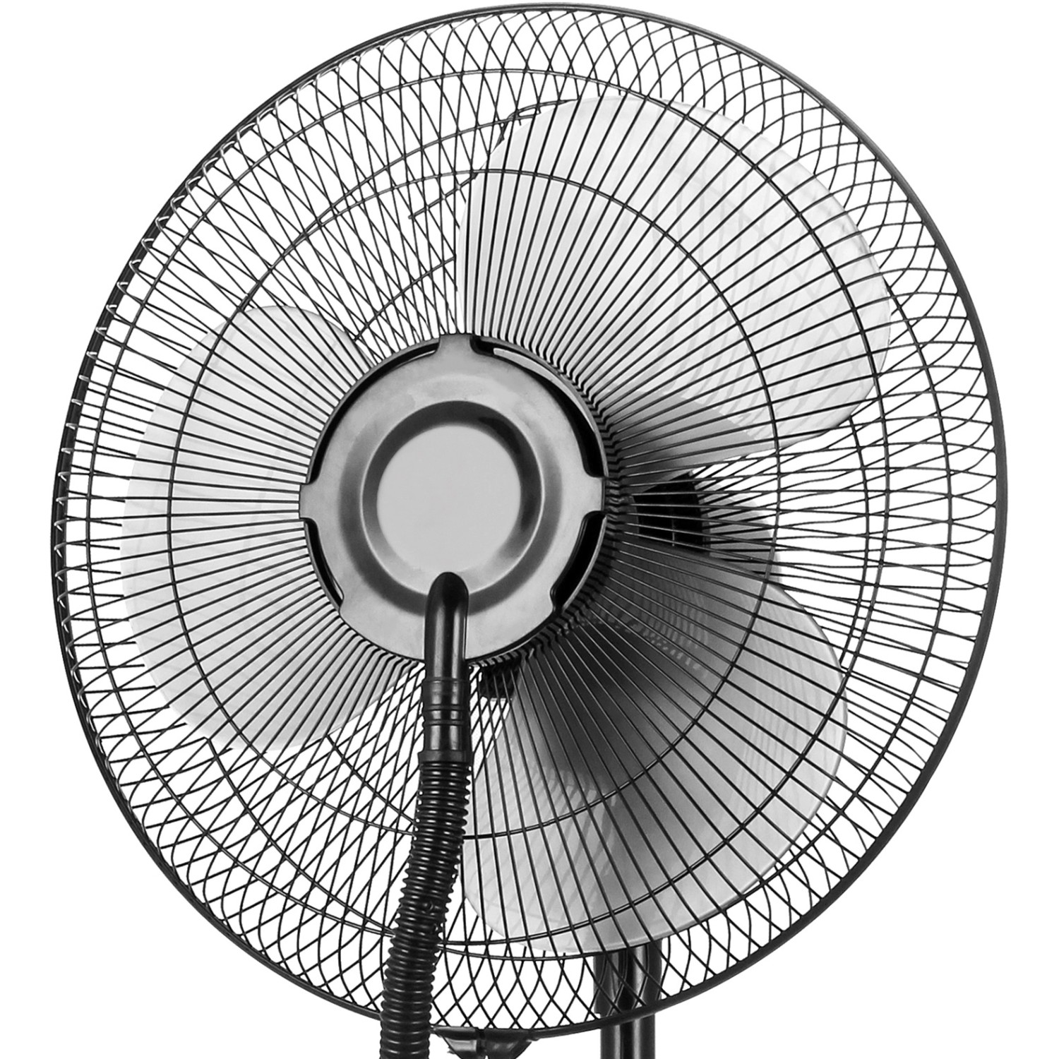 Vasner Standventilator Cooly, weiß-schwarz, Rückansicht des Rotors mit Schutzgitter.