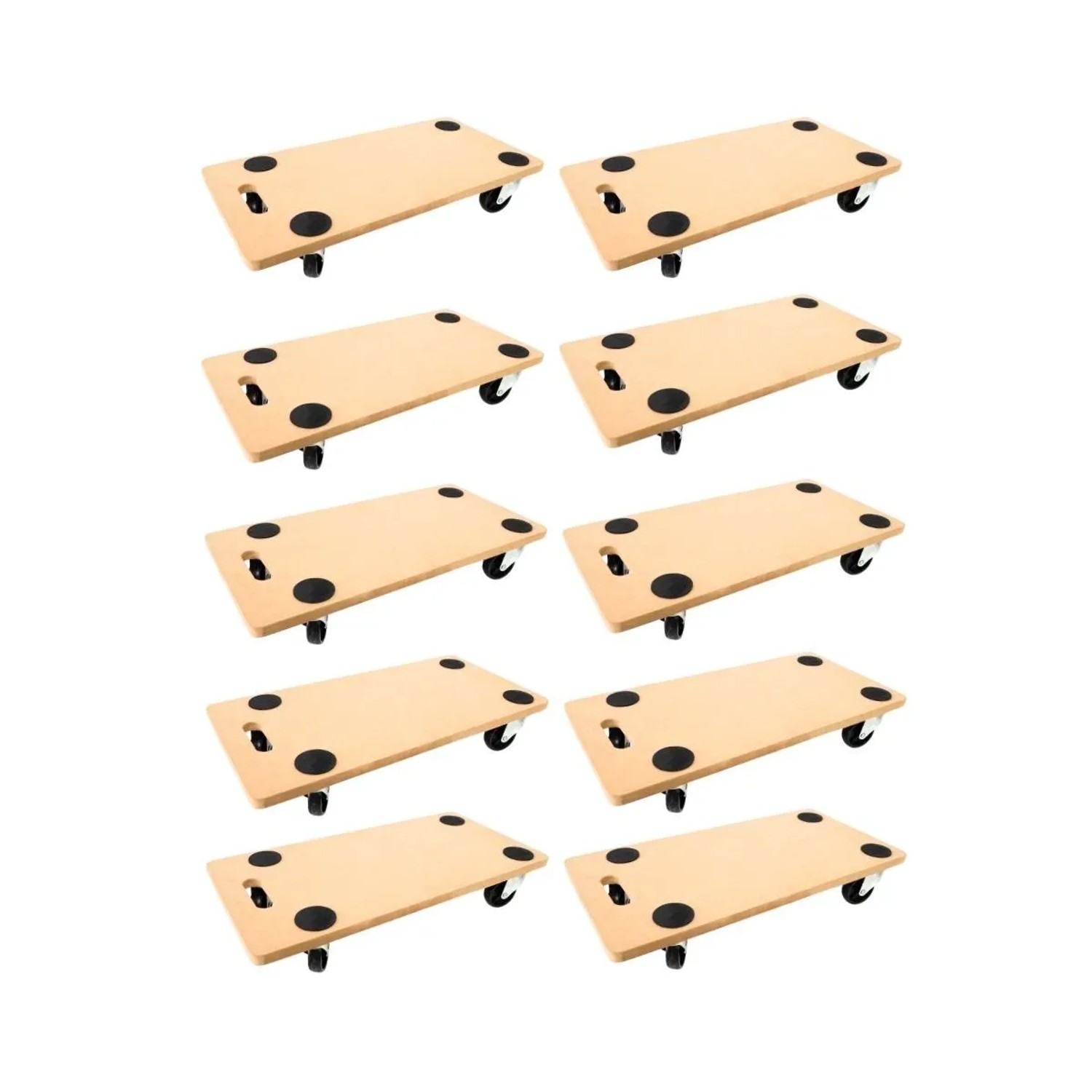 PROREGAL Mega Deal 10x Profi Transportroller HERCULES 30x60cm Traglast 200kg 4 Gummirollen & Griff MDF Holzplatte Rollbrett Möbelroller