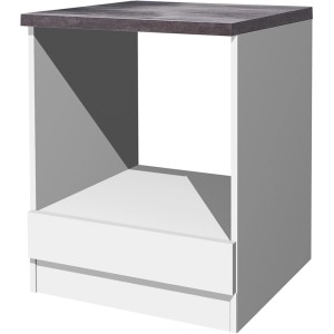 Flex-Well Herdumbauschrank Lucca, 60 cm, weiß mit Arbeitsplatte in Caledonia-Optik.