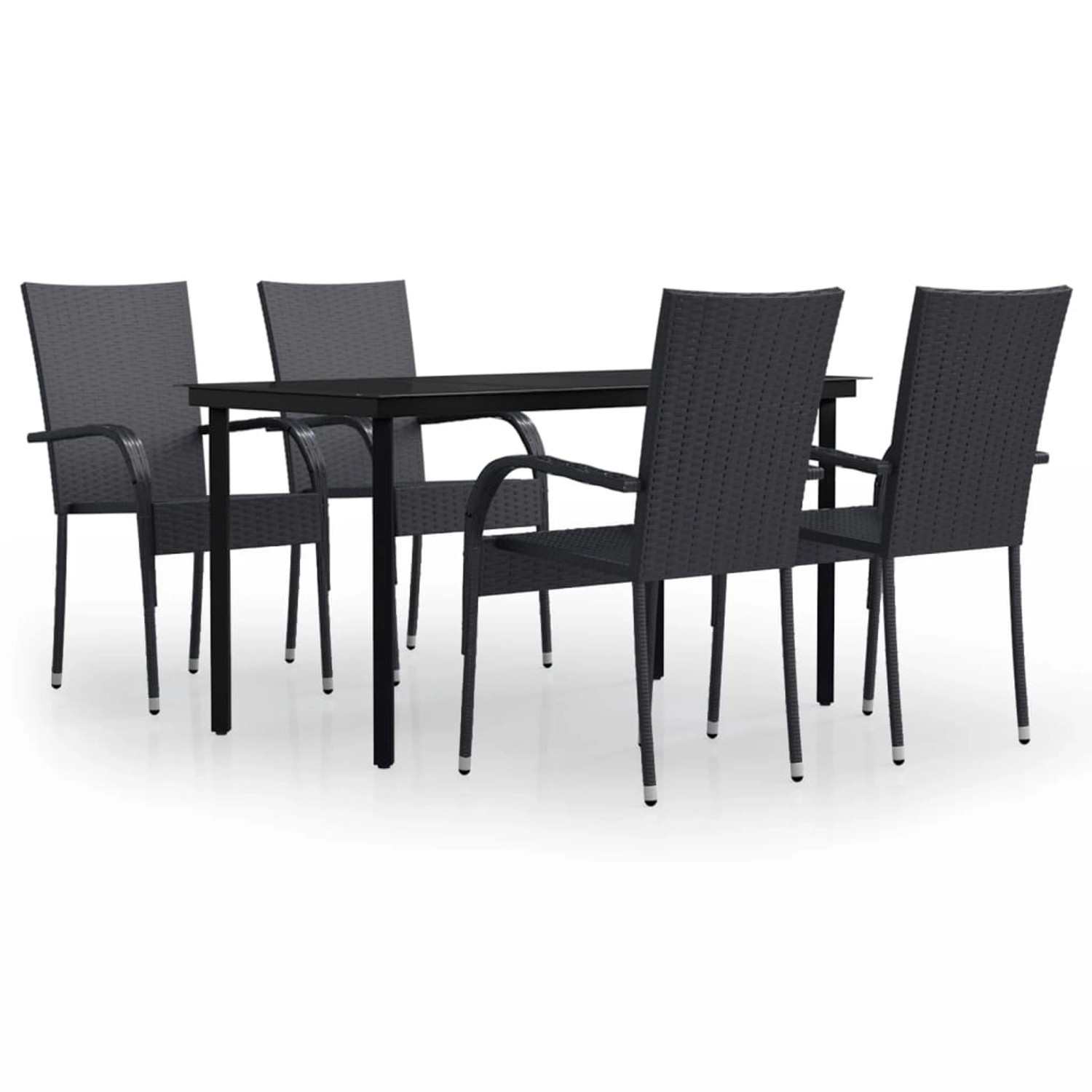 vidaXL 5-Tlg Garten-Essgruppe Schwarz 3099379
