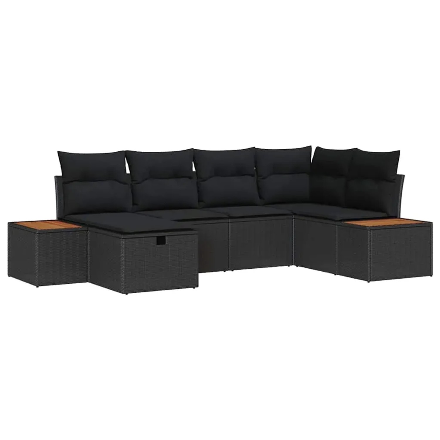 vidaXL Garten-Sofa-Set mit Kissen 6-Tlg Schwarz Poly Rattan 3359630 günstig online kaufen