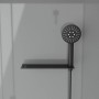 Detailaufnahme: Aurlane Komplettdusche Grey Touch mit Handbrause und Ablage in Mattschwarz.