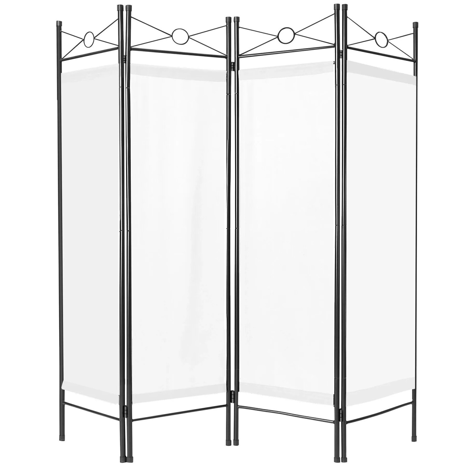 Tectake 2Er Set Raumteiler  4 Teiliger Blickschutz 180° Klappbar  160 x 2 50 x 180 cm Weiß