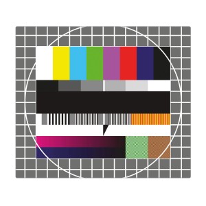 Banjado Herdabdeckplatte Glas mit Testbild Motiv, 60x52cm. Schneidebrett und Ceranfeld Abdeckung.