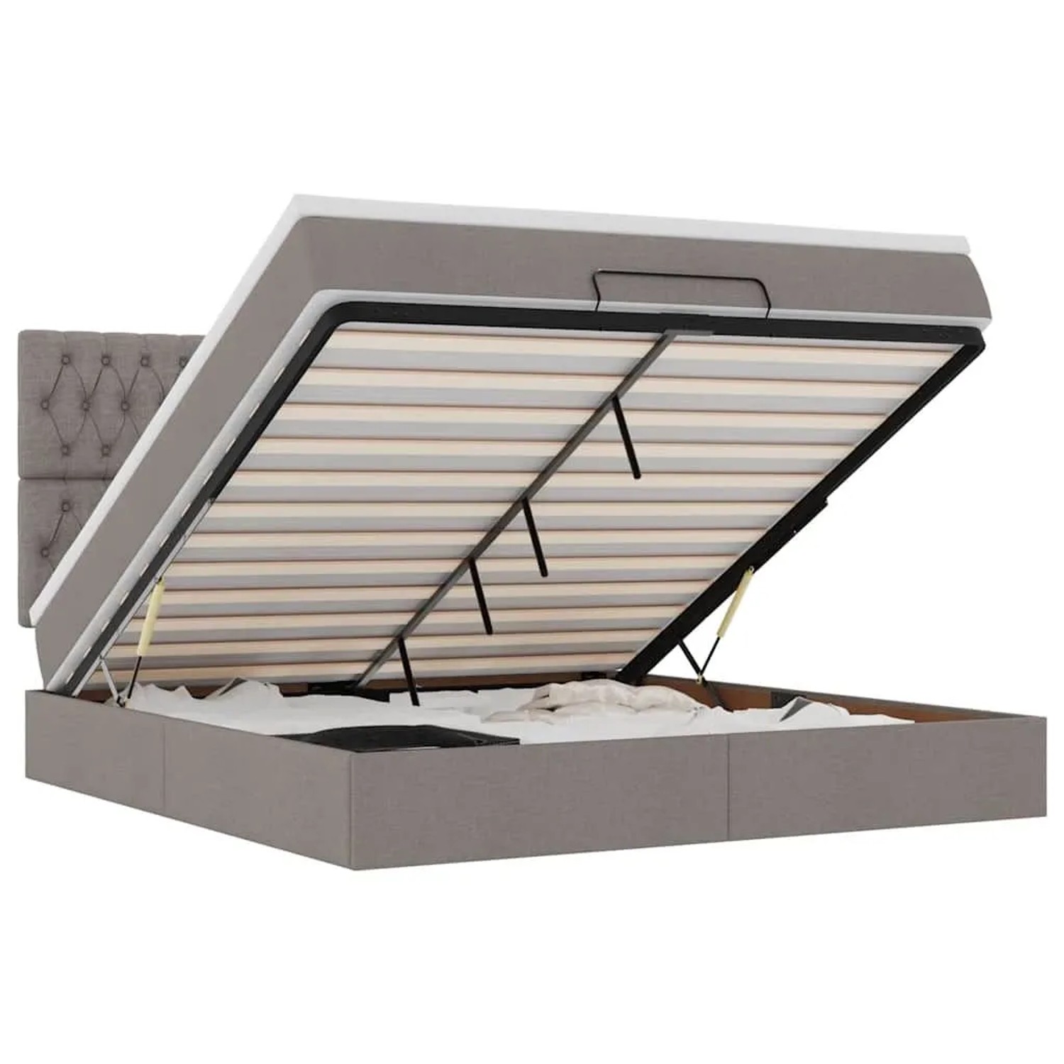 vidaXL Ottoman-Bett mit Matratze Taupe 180x200 cm Stoff 3313262