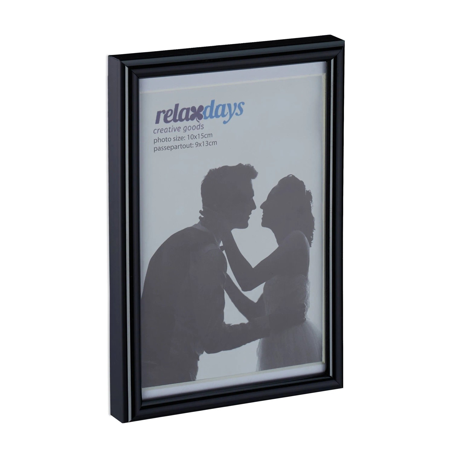 Relaxdays Bilderrahmen Kunststoff Schwarz 2er Set 10 x 15 cm
