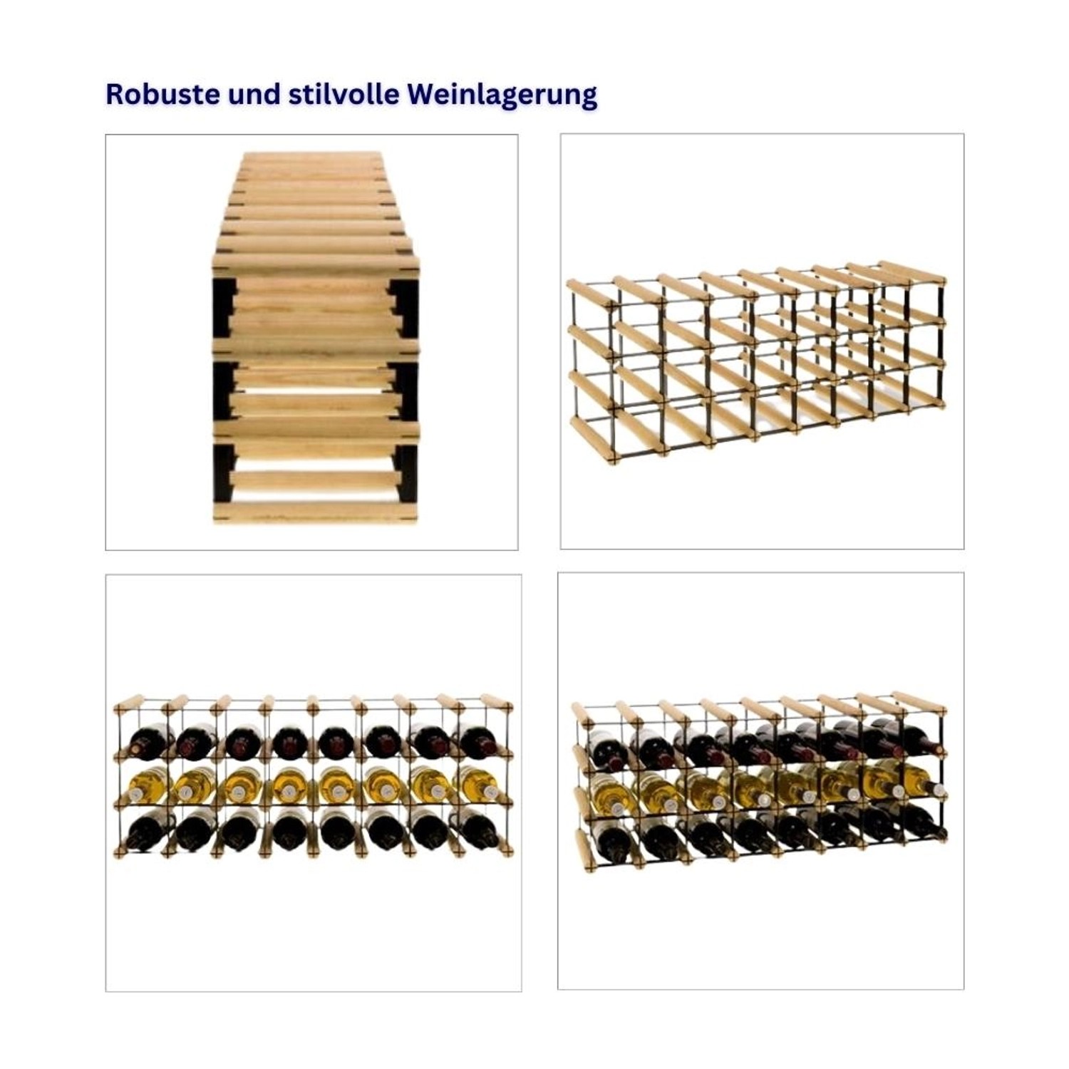 PROREGAL Weinregal Vinotega Mod Metal aus Kiefernholz, natur, für 24 Flaschen.