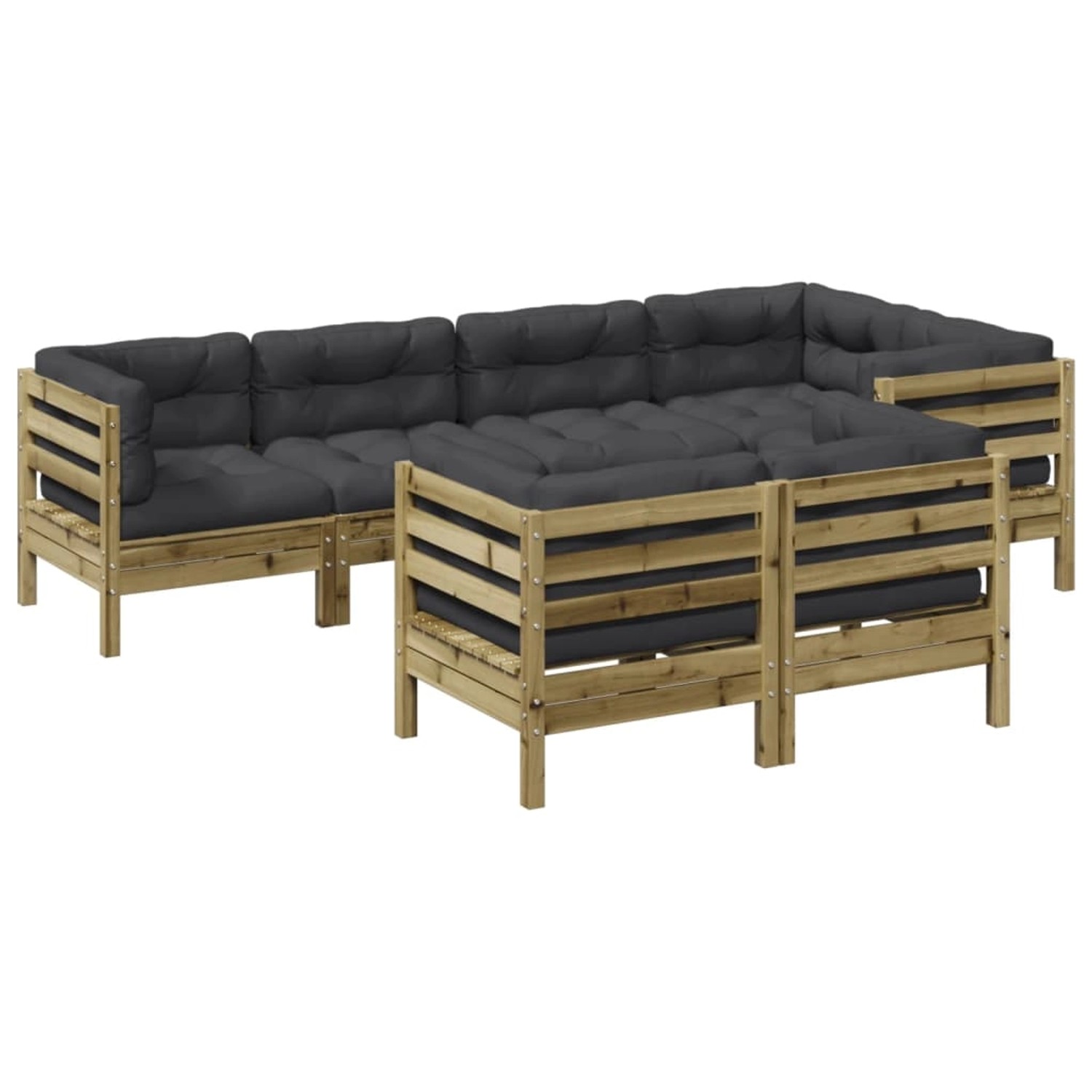 vidaXL 7-Tlg Garten-Sofagarnitur mit Kissen Kiefernholz Imprägniert 3299499 günstig online kaufen