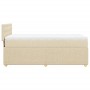 Cremefarbenes vidaXL Boxspringbett (90x190 cm) mit Matratze und Stoffbezug.