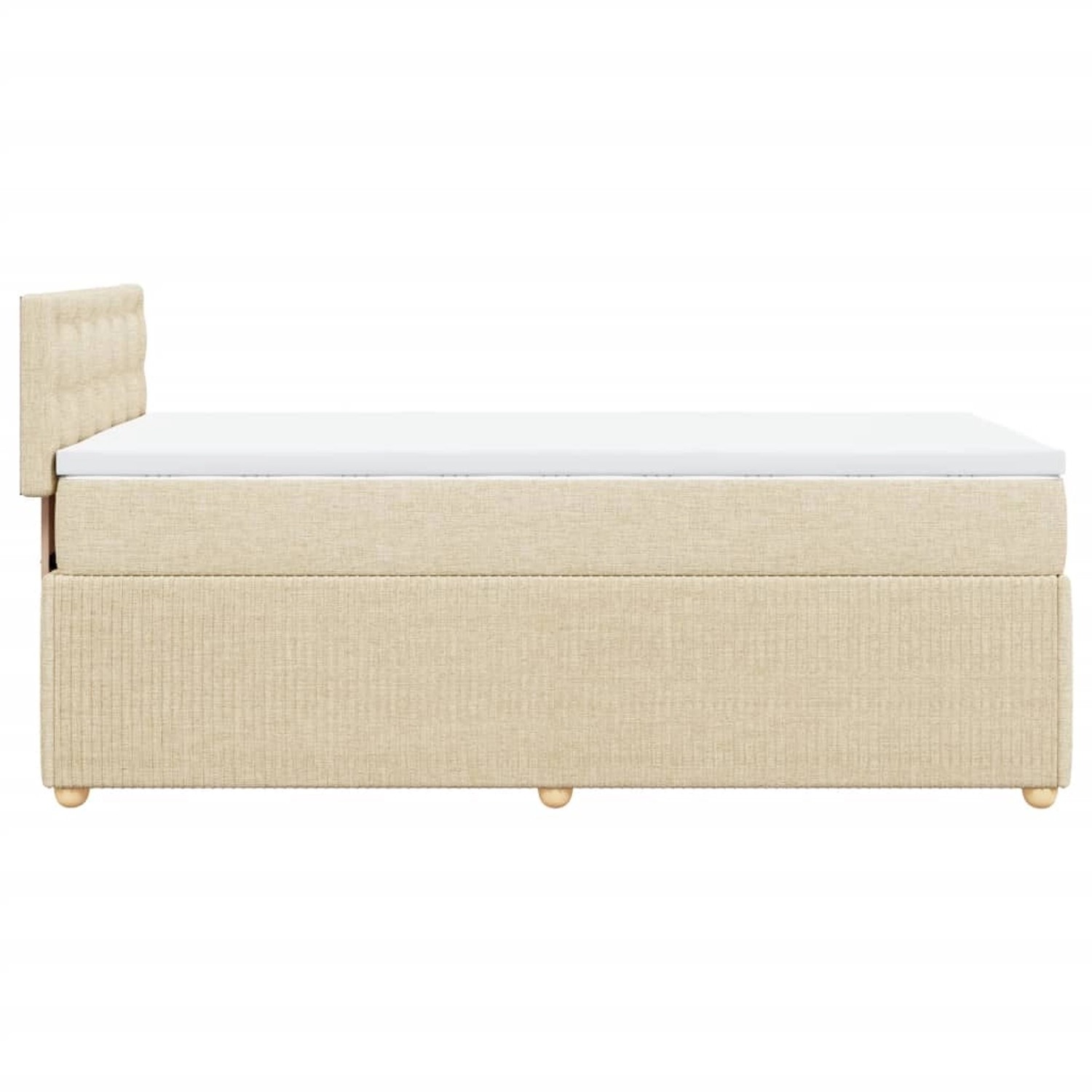 Cremefarbenes vidaXL Boxspringbett (90x190 cm) mit Matratze und Stoffbezug.