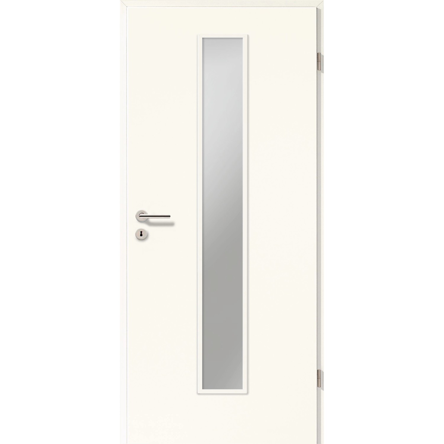 Zimmertür CPL Weiß ähnl. RAL9016 (GL222) LA-1 Klarglas 211 cm x 73,5 cm Re