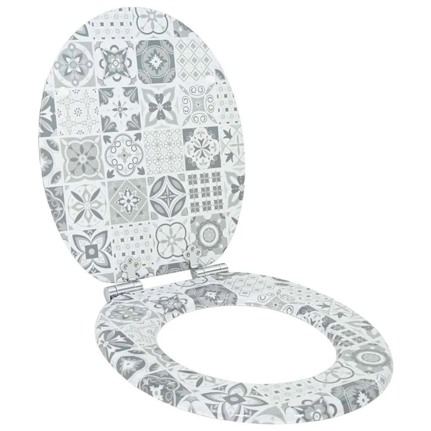 vidaXL Soft-Close Toilettensitz Blau und Weiß Porzellan 44 x 38 cm 42027183