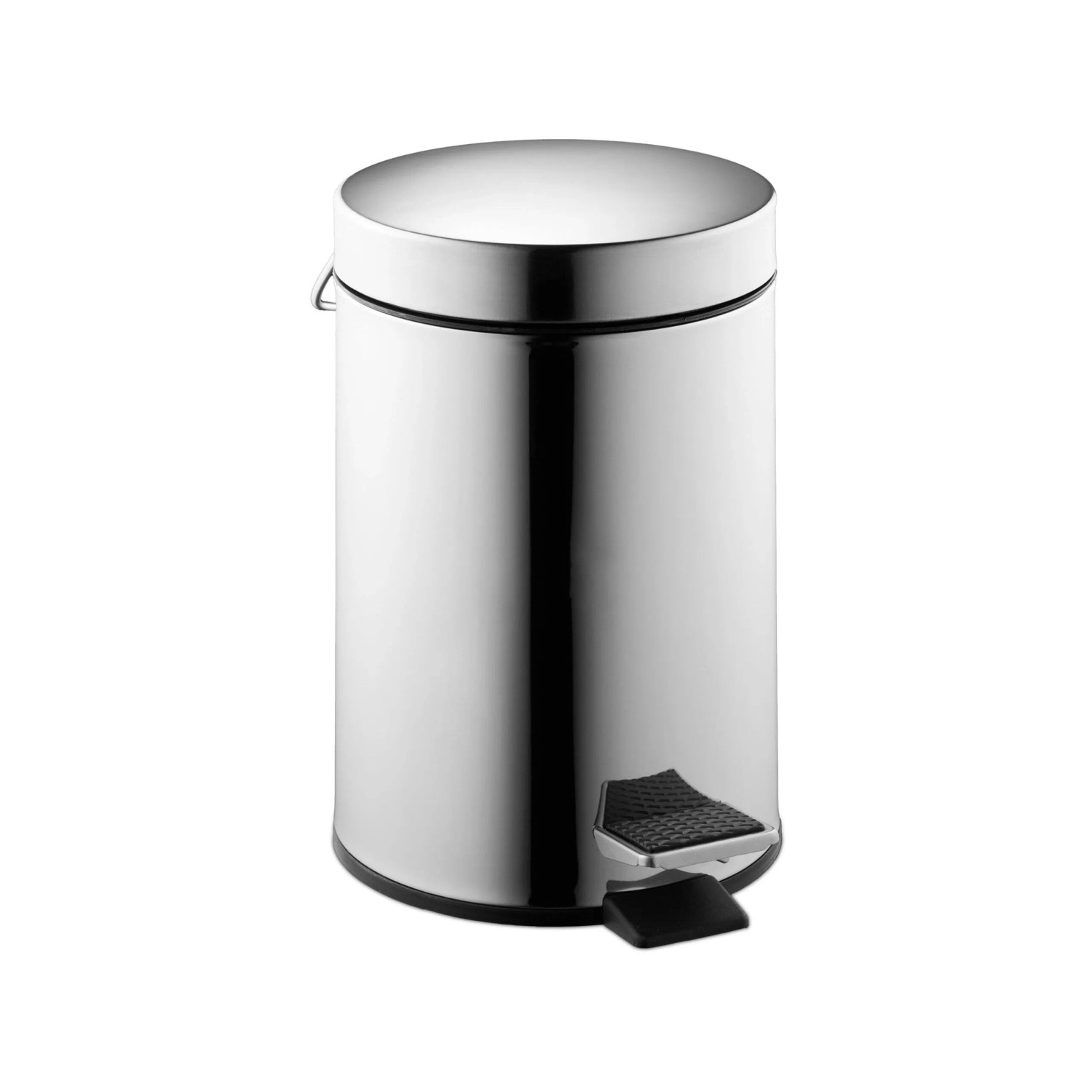 Relaxdays Kosmetikeimer Edelstahl Silber Trittpedal 3, 25 cm x 17 cm x 23 cm