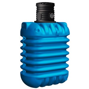 Blauer 4rain Erdtank Modularis 12.500 l mit Schachtverlängerung für den Garten.