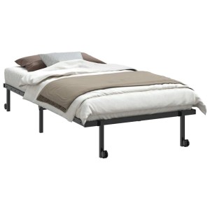 Schwarzes vidaXL Bettgestell (100x200 cm) aus Stahl, klappbar und ohne Matratze.